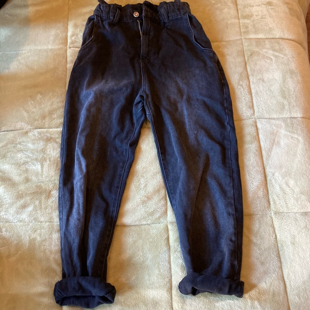 Zara paperbag Jeans Faded Black sz 2 BRAND NEW